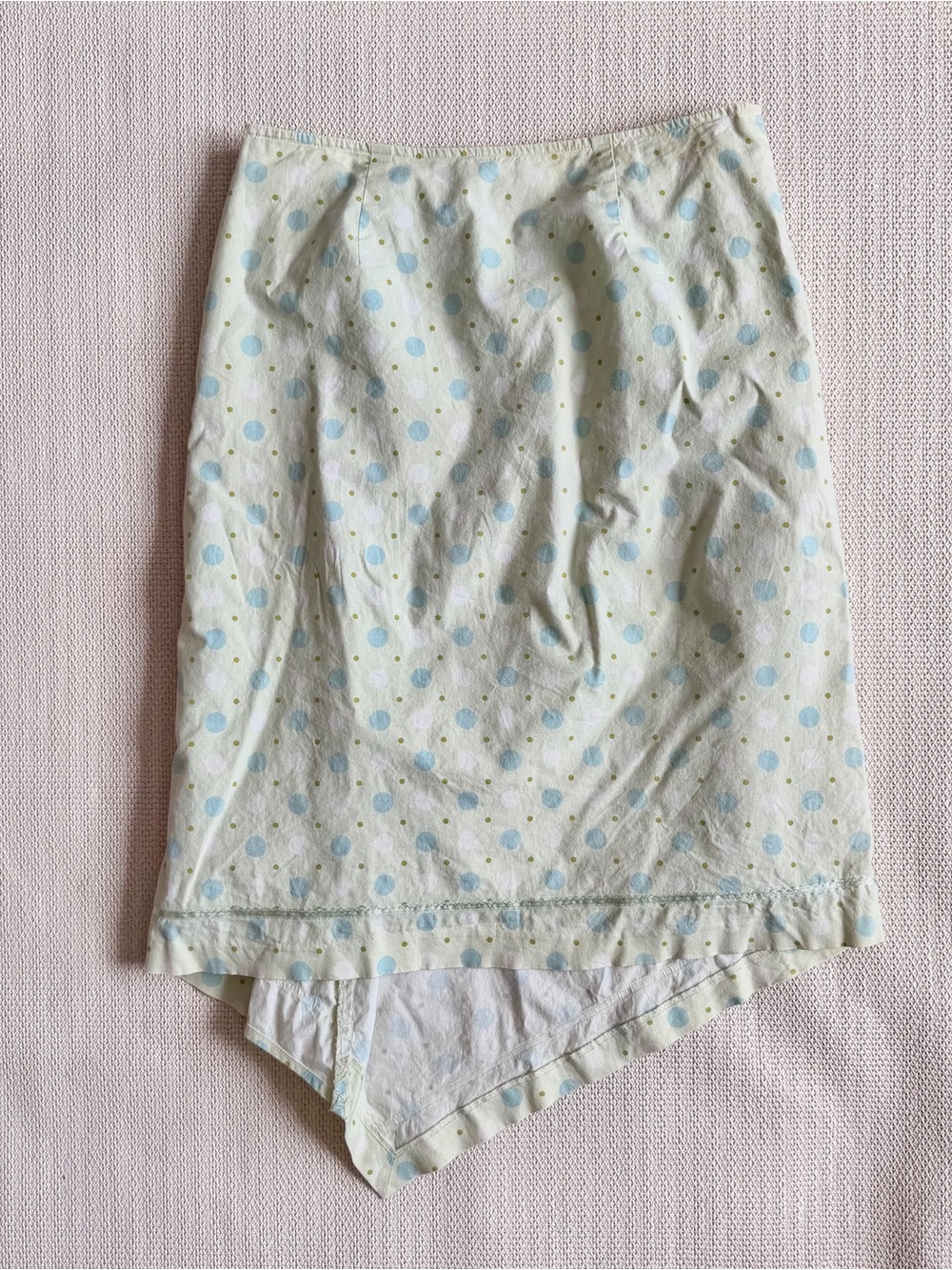 RW&CO. Light Blue & Cream Polka Dot Asymmetrical Skirt